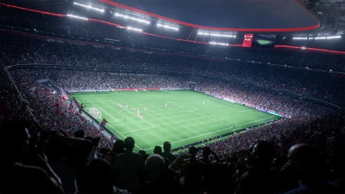 Das Bild zeigt die Allianz Arena des FC Bayern München im EA FC 26 Karrieremodus