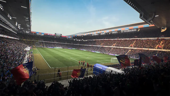 Das Bild zeigt den St. Jakob Park in Basel im EA FC 26 Karrieremodus