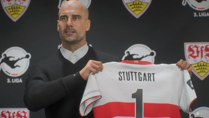 Das Bild zeigt Pep Guardiola beim VfB Stuttgart als Trainer