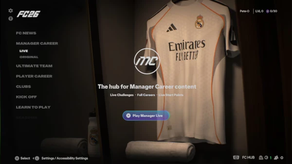 Das Bild den Start einer Karriere im Manager Live Hub im EA FC 26 Karrieremodus