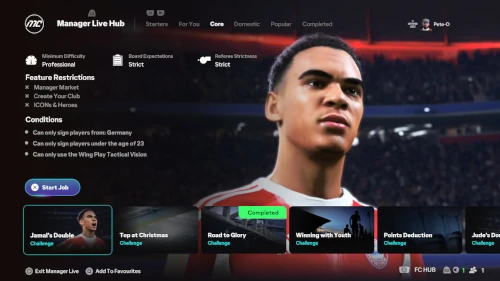 Das Bild den Start einer Karriere im Manager Live Hub im EA FC 26 Karrieremodus