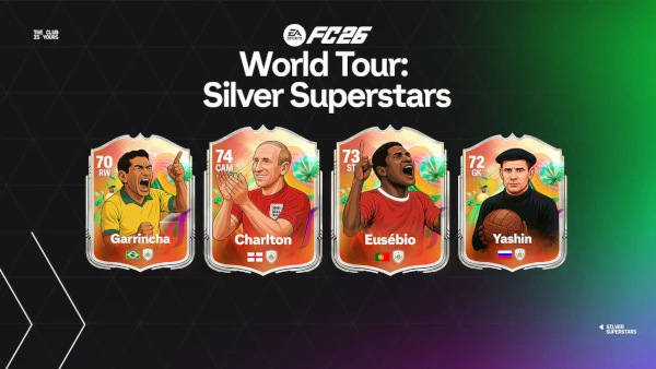 Das Bild zeigt historische Silber-Superstars in Ultimate Team und später im EA FC 26 Karrieremodus