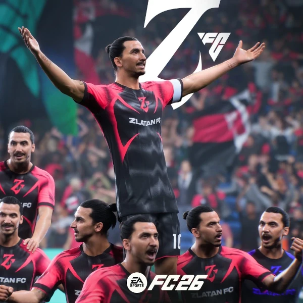 Das Bild zeigt Zlatan Ibrahimovic in einem Team voller Zlatans im EA FC 26 Karrieremodus