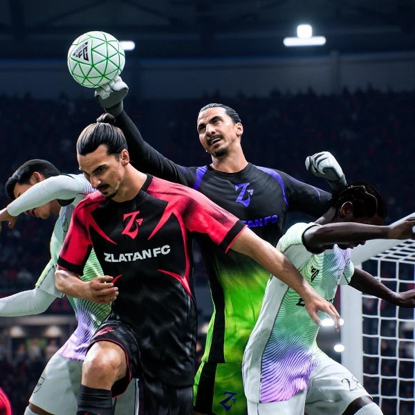 Das Bild zeigt Zlatan Ibrahimovic in einem Team voller Zlatans im EA FC 26 Karrieremodus