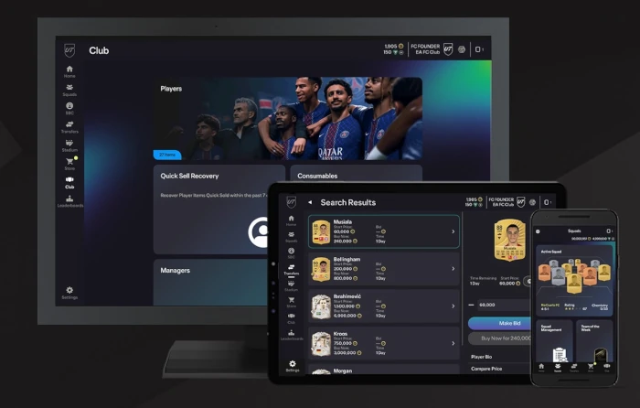 Das Bild zeigt die Web App für den EA FC 26 Karrieremodus