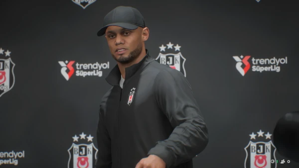 Das Bild zeigt Vincent Kompany als Tarienr bei Besiktas Istanbul im EA FC 26 Karrieremodus