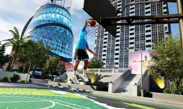 Das Bild zeigt die Open World im Spiel NBA 2K - ein Vorbild für den EA FC 26 Karrieremodus?