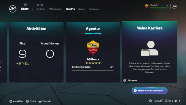 Das Bild zeigt, wie man im EA FC 26 Karrieremodus als Spieler zurücktritt