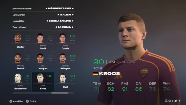 Das Bild zeigt Toni Kroos im EA FC 26 Karrieremodus