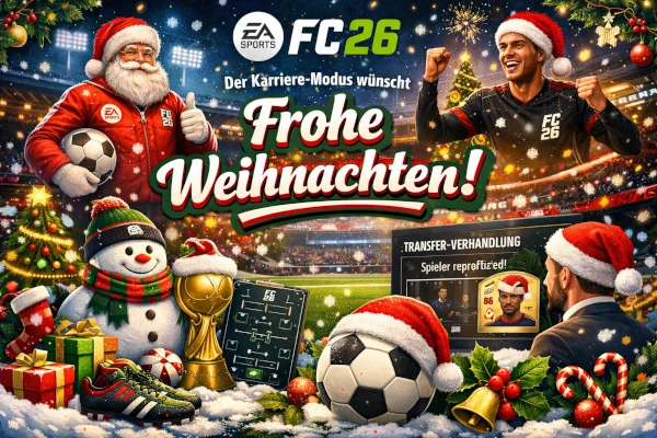 Das Bild zeigt den EA FC 26 Karrieremodus zu Weihnachten 2025