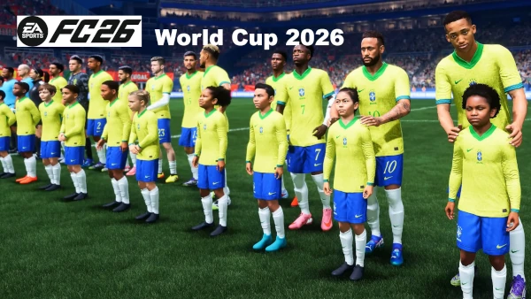 Das Bild zeigt die brasilianische Nationalmannschaft im EA FC 26 Karrieremodus bei der Weltmeisterschaft 2026