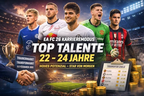 Das Bild zeigt Toptalente zwischen 22 und 24 Jahren im EA FC 26 Karrieremodus