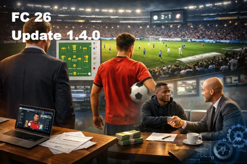 Das Bild zeigt Update 1.4.1. im EA FC 26 Karrieremodus