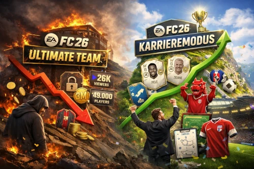 Das Bild zeigt Frust über Ultimate Team und Chacnen für den EA FC 26 Karrieremodus