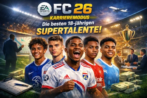 Das Bild zeigt die besten 18-jährigen Wunderkinder im EA FC 26 Karrieremodus