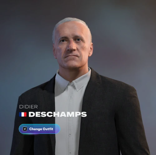 Das Bild zeigt Didier Deschamps im EA FC 26 Karrieremodus