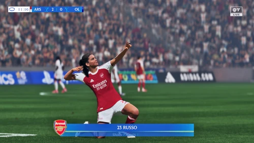 Das Bild zeigt Russo vom FC Arsenal Frauenmannschaft im EA FC 26 Karrieremodus