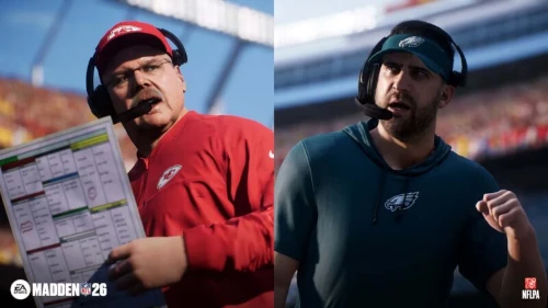 Das Bild zeigt Madden NFL 26 im Vergleich zum EA FC 26 Karrieremodus