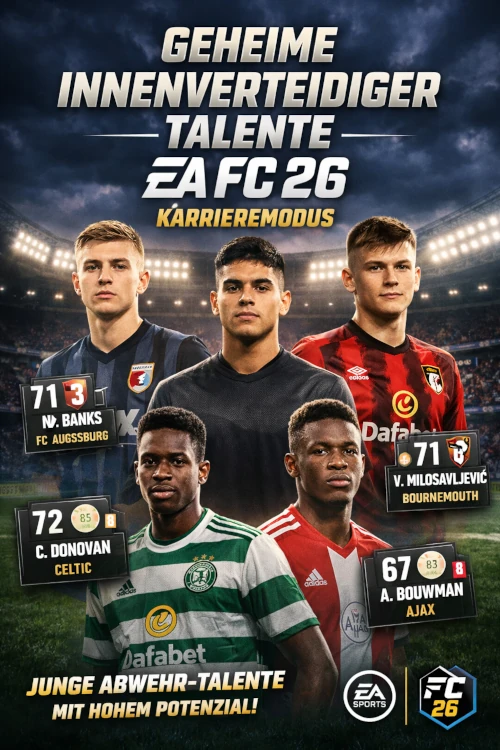 Das Bild zeigt symbolisch Innenvereidiger-Talente im EA FC 26 Karrieremodus