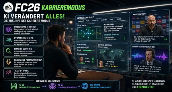 Das Bild zeigt, was mit KI im EA FC 26 Karrieremodus oder FC 27 möglich ist