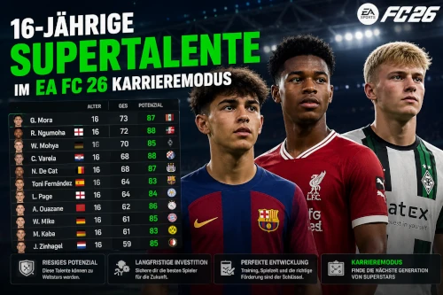 Das Bild zeigt 16-jährige Wunderkinder im EA FC 26 Karrieremodus