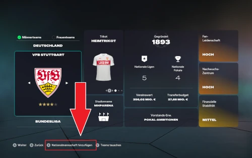 Das Bild zeigt, wie man im EA FC 26 Karrieremodus eine Karriere mit einer Nationalmannschaft startet