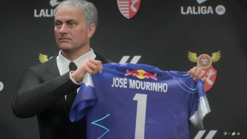 Das Bild zeigt José Mourinho als Trainer eines Red-Bull-Vereins im EA FC 26 Karrieremodus