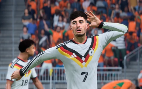 Das Bild zeigt Kai Havertz in der deutschen Mannschaft im EA FC 26 Karrieremodus und WM;-Modus