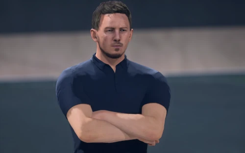 Das Bild zeigt Julian Nagelsmann im EA FC 26 Karrieremodus und WM-Modus