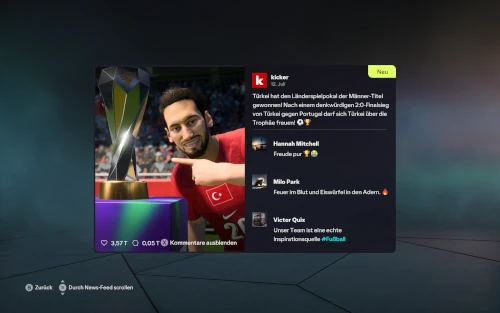 Das Bild zeigt den World's Game WM-Titel im EA FC 26 Karrieremodus