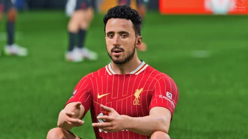 Das Bild zeigt den verstorbenen Spieler Diogo Jota vom FC Liverpool, der im EA FC 27 Karrieremodus als Hero geehrt werden soll