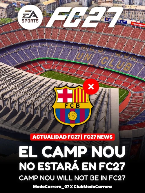 Das Bild zeigt das Spotify Camp Nou Stadion des FC Barcelona, das wohl nicht in de EA FC 27 Karrieremodus zurückkehrt