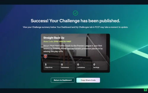 Das Bild zeigt die neue Creator Challenge im EA FC 27 Karrieremodus