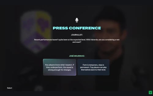 Das Bild zeigt die neue Pressekonferenz im EA FC 27 Karrieremodus