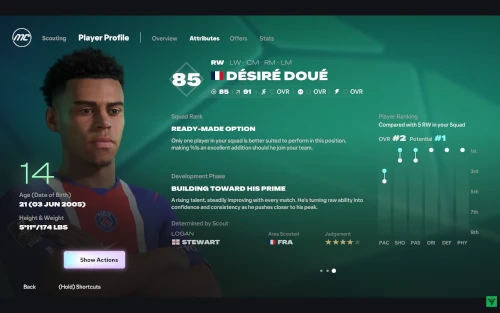 Das Bild zeigt die Spielerentwicklung im EA FC 27 Karrieremodus