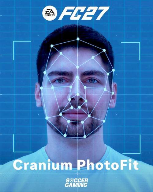 Das Bild zeigt, wie im EA FC 27 Karrieremodus das eigene Gesicht für den Avatar eingescannt werden kann