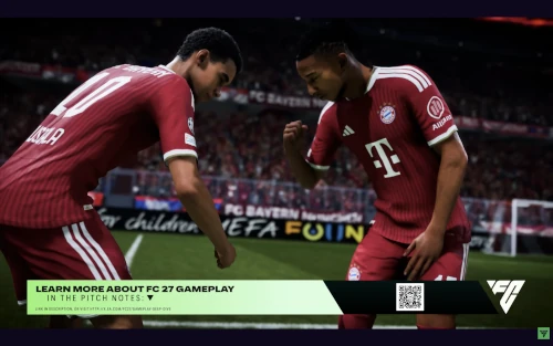 Das Bild zeigt den FC Bayern München im Gameplay im EA FC 27 Karrieremodus