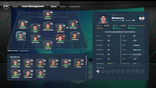 Das Bild zeigt die dynamische Gesamtstärke beim EA FC 27 Karrieremodus