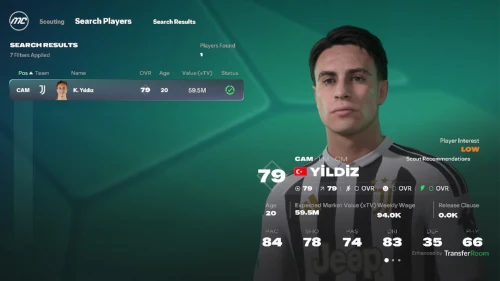 Das Bild zeigt die dynamische Gesamtstärke im EA FC 27 Karrieremodus