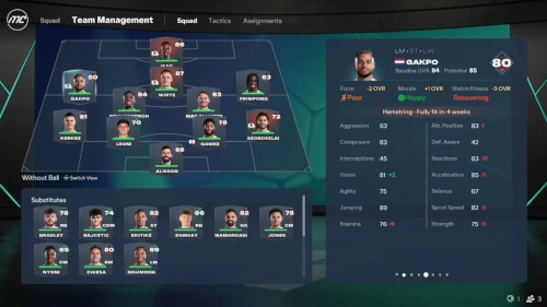 Das Bild zeigt die dynamische Gesamtstärke im EA FC 27 Karrieremodus