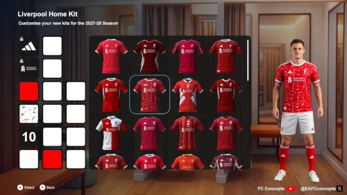 Das Bild von EA FC Concepts zeigt, wie man künftig nach dem EA FC 27 Karrieremodus in FC 28 oder später Trikots editieren könnte