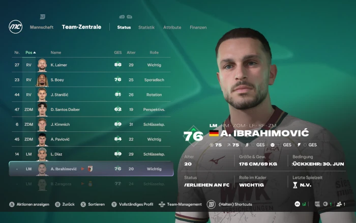 Das Bild zeigt Arijon Ibrahimovic im EA FC 27 Karrieremodus
