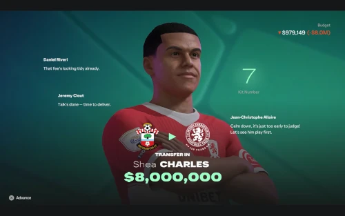 Wenn der Transfer im EA FC 27 Karrieremodus abgeschlossen ist, erscheint dieser Bildschirm.