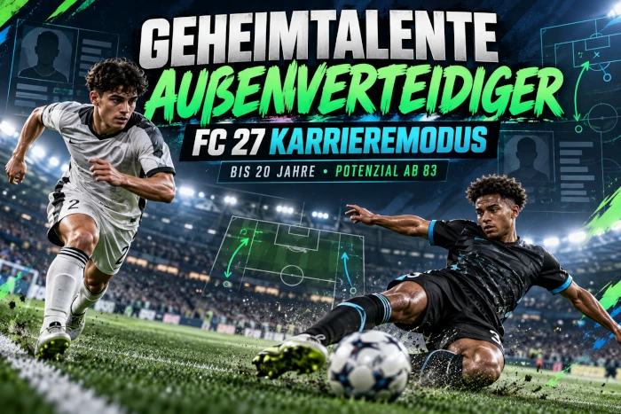 Das Bild zeigt die besten Talente als Außenverteidiger im EA FC 27 Karrieremodus