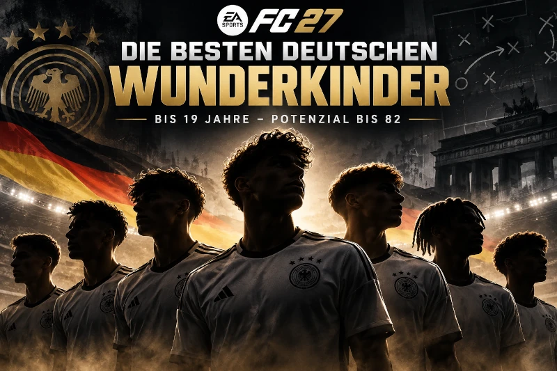 Das Bild zeigt deutsche Talente im EA FC 27 Karrieremodus bis 19 Jahre