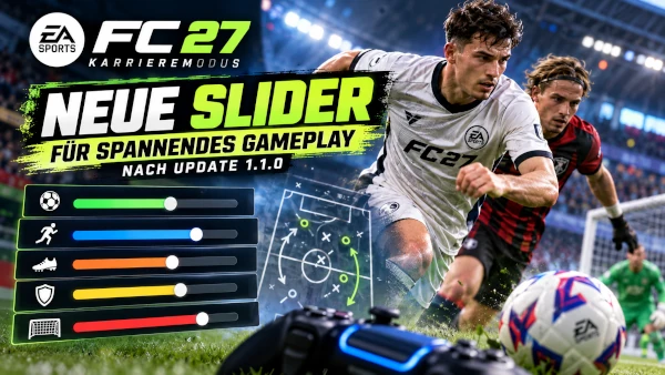 Das Bild zeigt Slider fürs Gameplay nach Update 1.1.0 im EA FC 27 Karrieremodus