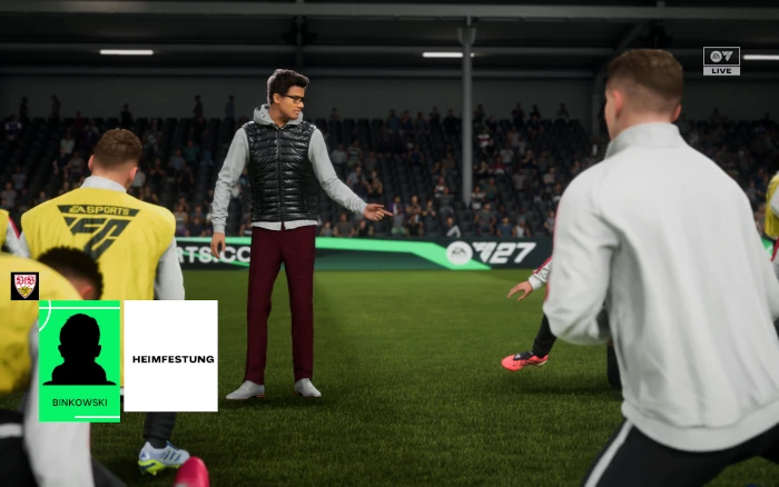 Das Bild zeigt den Trainer vor dem Match im EA FC 27 Karrieremodus