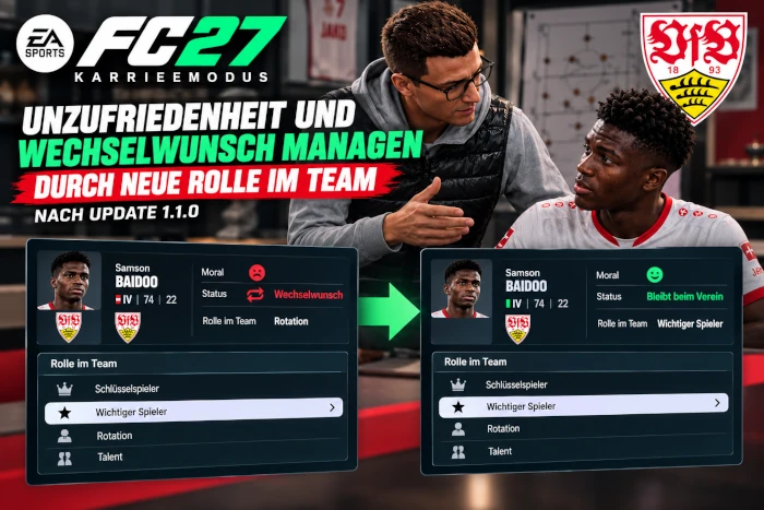 EA FC 27 Karrieremodus: So löst ihr nach Update 1.1.0 das Problem unzufriedener Spieler